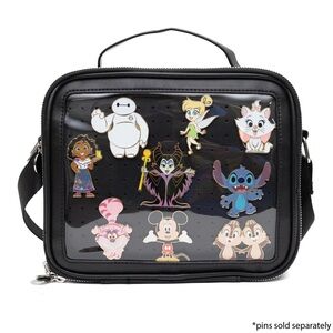 The Lunchbox Pin Crossbody Bag in Black